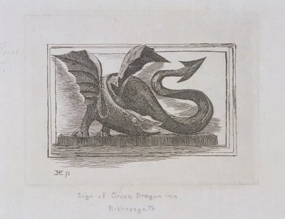 Zeichen des Green Dragon Inn, Bishopsgate, London, 1871 von E Edwards