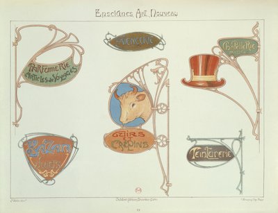 Jugendstil-Ladenschilder, 1903 von E. Mulier
