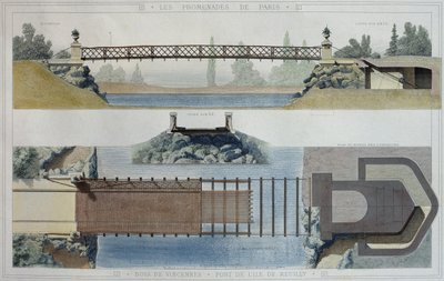 Bois de Vincennes und die Reuilly-Inselbrücke, Illustration aus 