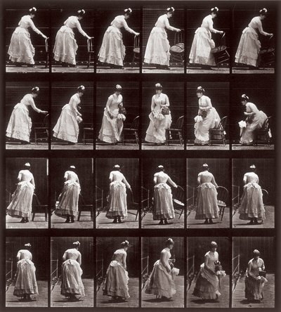 Tierlokomotion, Platte 265: Sequenz mit einer sitzenden Frau, 1887 von Eadweard Muybridge