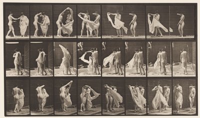 Tafel 429. Toilette; Zwei Modelle, 1 entkleidet sich, 1872-1885 von Eadweard Muybridge