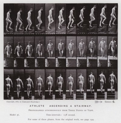 Die menschliche Figur in Bewegung: Athlet, der eine Treppe hinaufsteigt von Eadweard Muybridge