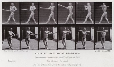 Die menschliche Figur in Bewegung: Athlet, schlagen beim Baseball von Eadweard Muybridge