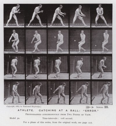 Die menschliche Figur in Bewegung: Athlet, der nach einem Ball greift, "Fehler" von Eadweard Muybridge