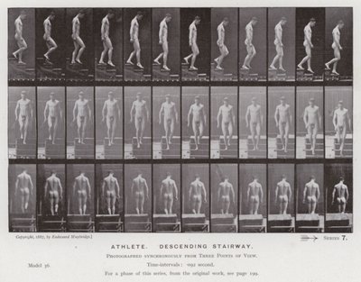 Die menschliche Figur in Bewegung: Athlet, der eine Treppe hinuntergeht von Eadweard Muybridge