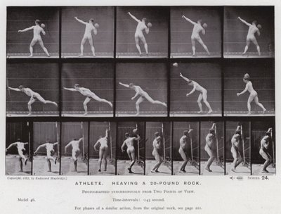 Die menschliche Figur in Bewegung: Athlet, der einen 20-Pfund-Stein wirft von Eadweard Muybridge