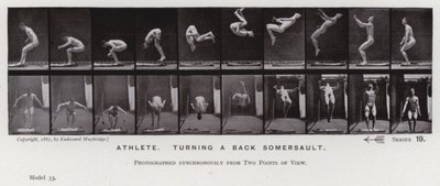 Die menschliche Figur in Bewegung: Athlet, der einen Rückwärtssalto macht von Eadweard Muybridge