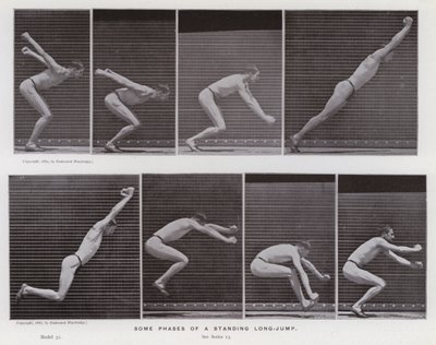 Die menschliche Figur in Bewegung: Einige Phasen des Standweitsprungs von Eadweard Muybridge