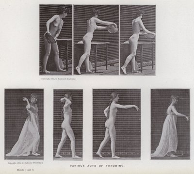 Die menschliche Figur in Bewegung: Verschiedene Wurfakte von Eadweard Muybridge