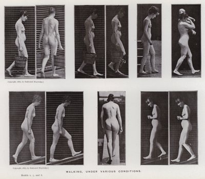 Die menschliche Figur in Bewegung: Gehen unter verschiedenen Bedingungen von Eadweard Muybridge