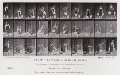 Die menschliche Figur in Bewegung: Frau, die ein Becken Wasser leert von Eadweard Muybridge