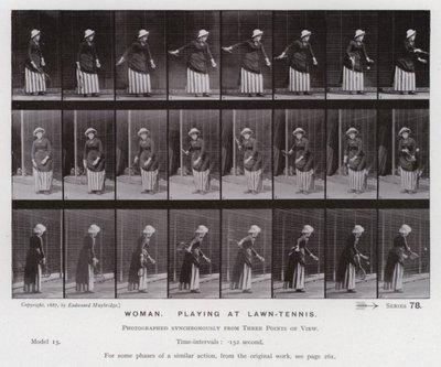 Die menschliche Figur in Bewegung: Frau, spielt Tennis von Eadweard Muybridge