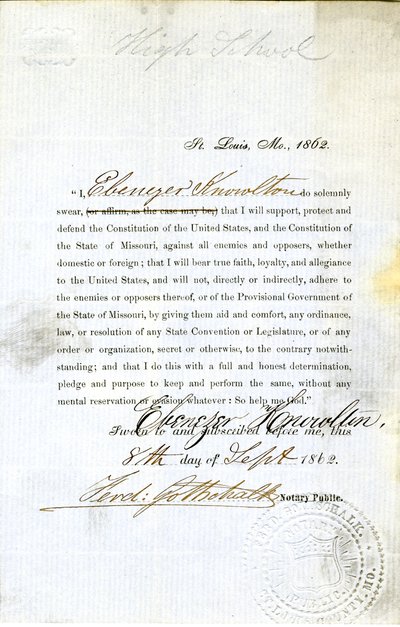 Treueeid von Ebenezer Knowlton aus Missouri, County of St. Louis von Ebenezer Knowlton