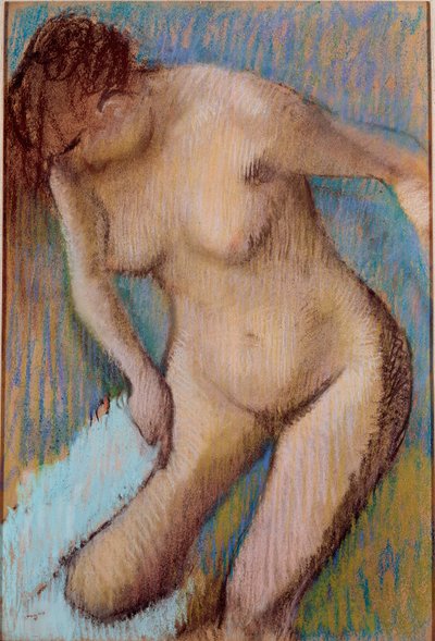 Nach dem Baden Nackte Frau, die ihren rechten Oberschenkel abwischt. Pastellgemälde von Edgar Degas (1834-1917) 1866 Rom, Galleria d