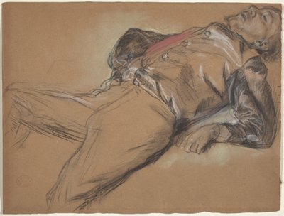 Gefallener Jockey, Studie für Szene aus dem Steeplechase: Der gefallene Jockey, ca. 1866 von Edgar Degas