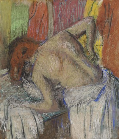 Frau trocknet sich den Rücken ab von Edgar Degas