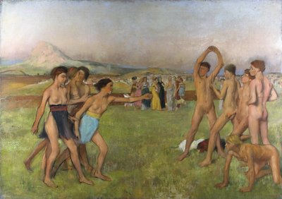 Kleine spartanische Mädchen provozieren Jungen. Um 1860-1862 von Edgar Degas