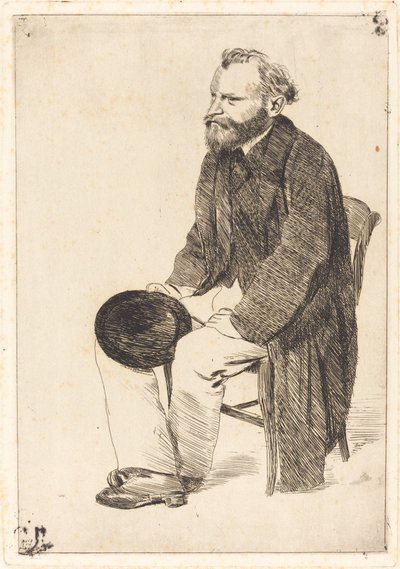 Manet sitzt, nach links gedreht Manet assis, tourné à gauche, ca. 1861 von Edgar Degas