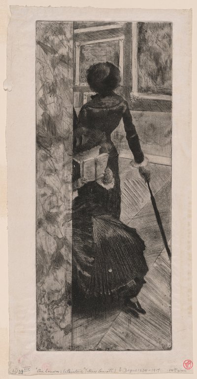 Mary Cassatt in der Gemäldegalerie im Louvre von Edgar Degas