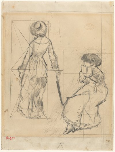 Studie für "Mary Cassatt im Louvre" (recto) von Edgar Degas