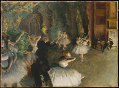 Die Probe des Balletts auf der Bühne von Edgar Degas