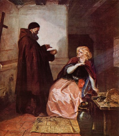 Shakespeare: Julia und Pater Lorenzo, Romeo und Julia, Akt IV, Szene 1 von Edgar Melville (after) Ward
