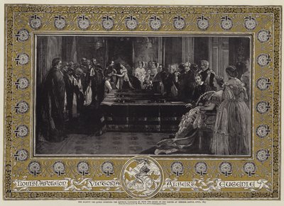 Ihre Majestät die Königin verleiht dem Kaiser Napoleon III. den Hosenbandorden im Windsor Castle, April 1855 von Edgar Melville Ward