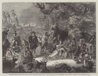 Highgate Fields während des Großen Brandes von London, 1666 von Edgar Melville Ward