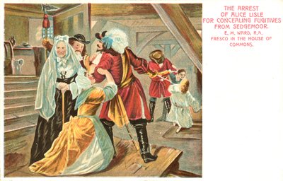 Die Verhaftung von Alice Lisle wegen Verbergens von Flüchtlingen aus Sedgemoor von Edgar Melville after Ward
