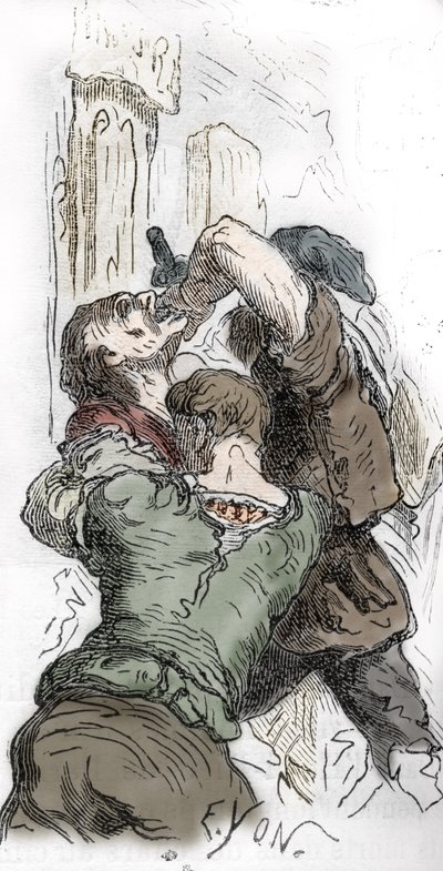 Schwarzer Tod: Abschlachtung der Juden, 1348, Illustration aus "Histoire-populaire-de-France" von Charles Lahure, 1866 von Edmond Charles Yon