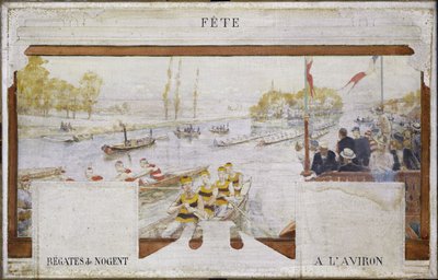 Skizze für das Rathaus von Nogent-sur-Marne: Fest: Regatta in Nogent mit Ruderbooten von Edmond Debon