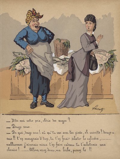 Gespräch an einem Fischstand von Edmond Lavrate