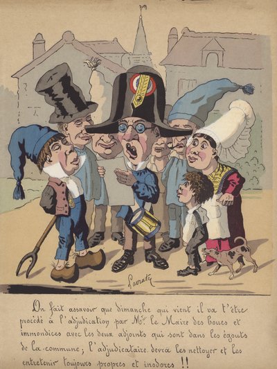 Verlesen einer Bekanntmachung des Bürgermeisters zur Reinigung der städtischen Abwasserkanäle von Edmond Lavrate