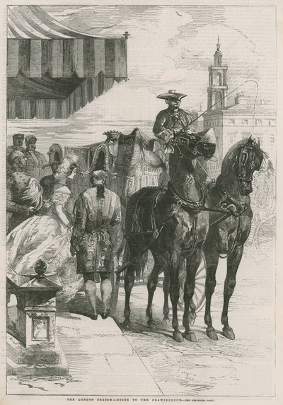 Die Londoner Saison: Auf dem Weg zum Empfang (Gravur) von Edmond Morin