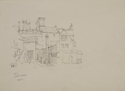 Skizze des Hofes hinter der Scheune des Wächters im New College, mit Unterkünften im Hintergrund von Edmund Hort New
