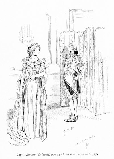 Illustration für Sheridans Die Rivalen (Gravur) von Edmund Joseph (after) Sullivan