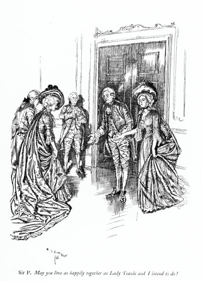 Illustration für Sheridans Die Schule des Skandals (Stich) von Edmund Joseph (after) Sullivan