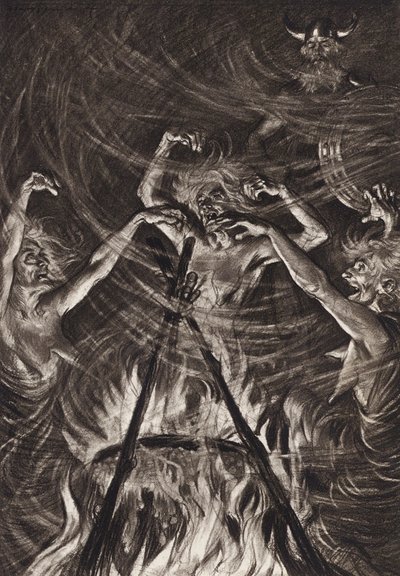 William Shakespeare: Die Tragödie von Macbeth, Akt IV, Szene 1 von Edmund Joseph (after) Sullivan