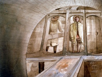 Ansicht des Schildes, der beim Bau des Thames-Tunnels verwendet wurde, London, 1835 von Edmund Marks