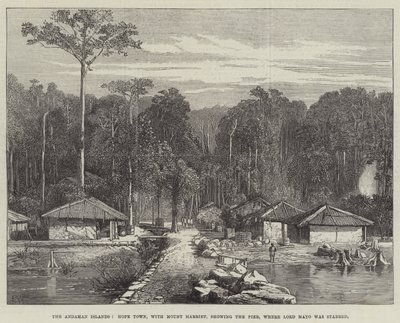 Die Andamanen-Inseln, Hope Town, mit Mount Harriet, zeigt den Pier, wo Lord Mayo erstochen wurde von Edmund Morison Wimperis