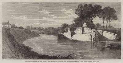 Die Überschwemmungen in den Fens, die gesprengte Schleuse am Marschland-Drain von Edmund Morison Wimperis