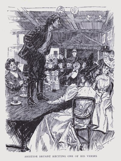 Böhmisches Paris: Aristide Bruant rezitiert eines seiner Verse von Edouard Alfred (1875 1954) Cucuel