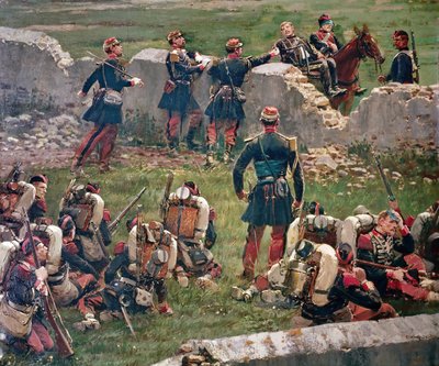 Abend der Schlacht von Rezonville Gravelotte. Grenadiere der Kaiserlichen Garde ruhen, 16. August von Jean Baptiste Edouard Detaille