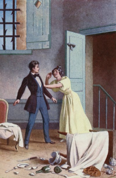 Sie klammerte sich an Fabrizios Arm und rief: Hast du gegessen? von Edouard Henri Avril