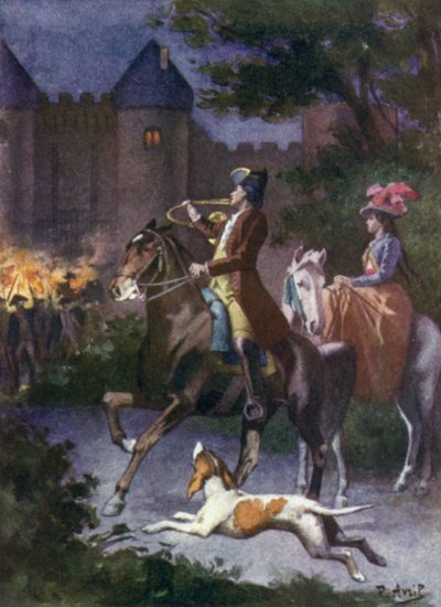 Im Handumdrehen waren alle Mauprats am Fallgatter. Illustration für Mauprat von George Sand von Edouard Henri Avril