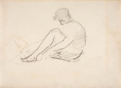 Sitzende Frau (Eine leichte Skizze eines Männerkopfes) von Édouard Manet