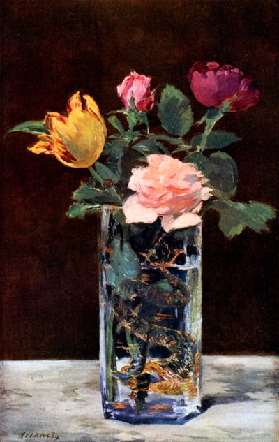Stillleben mit Rosen und Tulpen in einer Drachenvase, 1882 von Édouard Manet