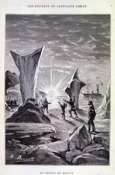 Die Mitternachtssonne in „Die Kinder des Kapitän Grant“ von Jules Verne von Edouard Riou