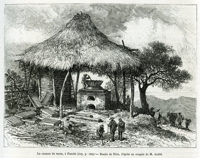 Der Zuckerbackofen, in Panche (Kolumbien), Zeichnung von Riou, zur Illustration der Geschichte von Equinoxiale America (Kolumbien, Ecuador, Peru), 1875-1876, von Ed. Andre, Reisemission beauftragt von der französischen Regierung. Gravur in „Le tour du mond von Edouard Riou
