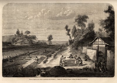 Szenen der Landwirtschaft in der Erntezeit, in der Provinz Pe-Tche-Li von Edouard Vaumort